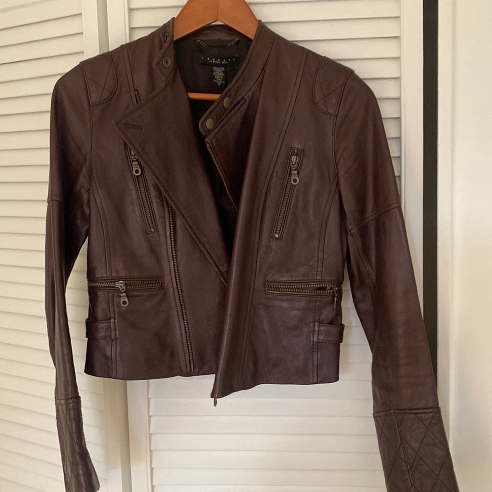 Leather jacket - dark maroon colour. Excellent condition.Laundry by Shelli Segal